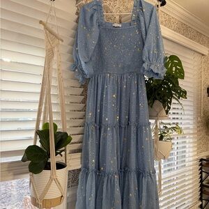 Ivy City Co Blue Starry Midi Dress